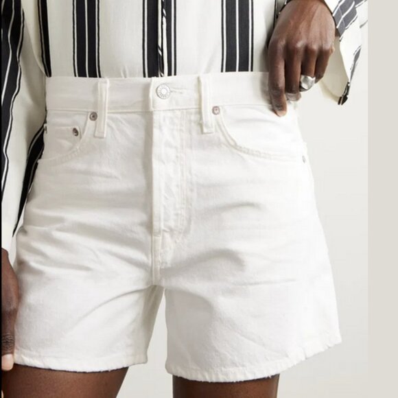 Agolde Pants - 30 Agolde High Rise Short Parker Long Organic Cotton White Button Closure Denim